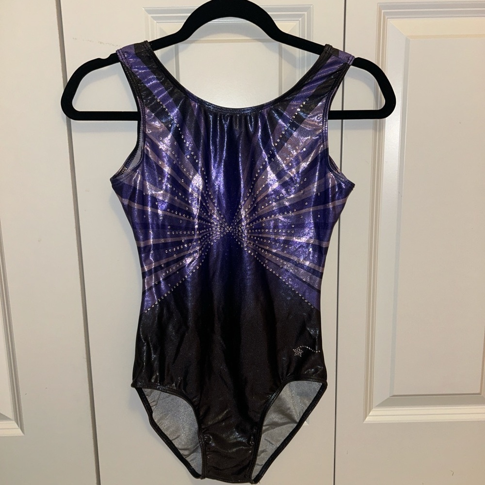 Medium Purple & Black Gymnastics Leotard